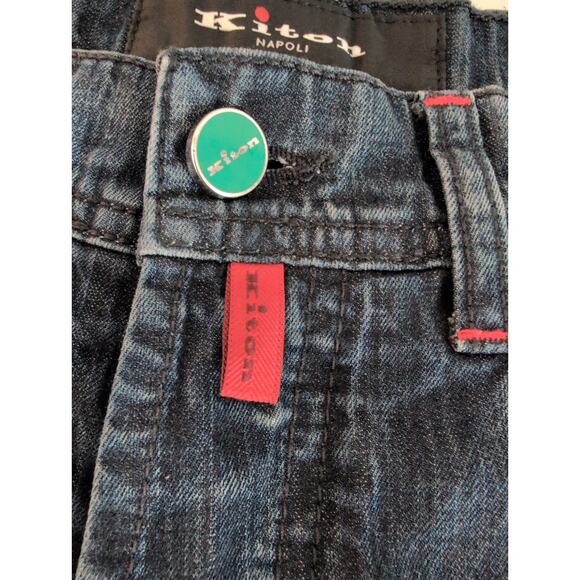 Kiton Selvedge Jean Men Size 34 (32x30)* Button Fly Straight Leg Dark Wash Italy - Picture 3 of 16